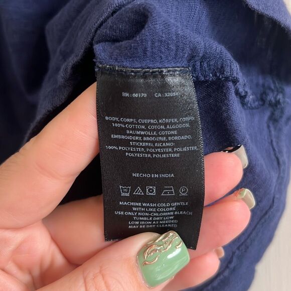 Anthropologie Moulinette Soeurs Embroidered Nautical Navy Sz Medium Top - Picture 9 of 9